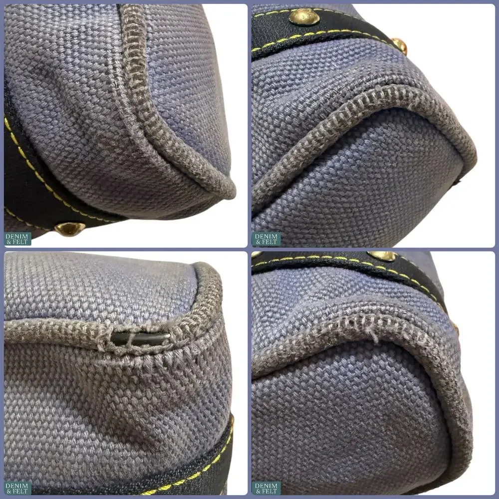 LOUIS VUITTON Antigua Cabas MM‎ Blue Canvas Tote Bag Studded Hardware Vintage